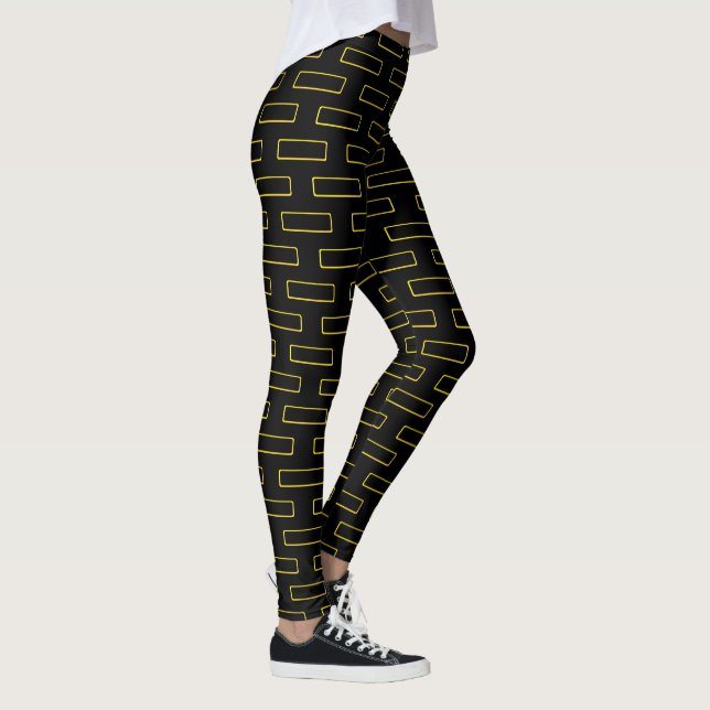 Legging Padrão Retângulo Amarelo de Moda (Direita)