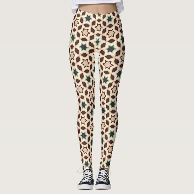 Legging Padrão retrô contínuo com leggin de quadrados arre (Frente)