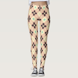 Legging Padrão retrô contínuo com quadrados arredondados l