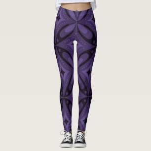 Legging Padrão Retro Cor-de-rosa Escuro