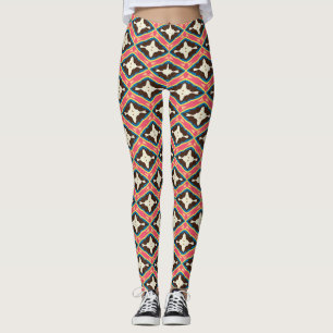 Legging Padrão Retro de Diamante Estrela Azul Rosa