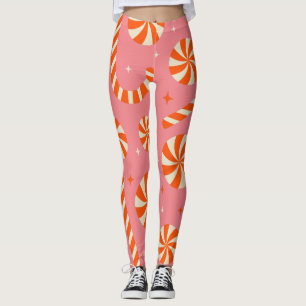 Legging Padrão retro natalino de cana doce      