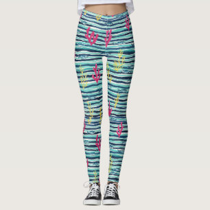 Legging Padrão Retro Náutico de Aquarela (1)