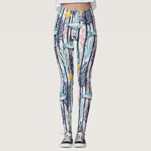 Legging Padrão Retro Náutico de Aquarela (6)
