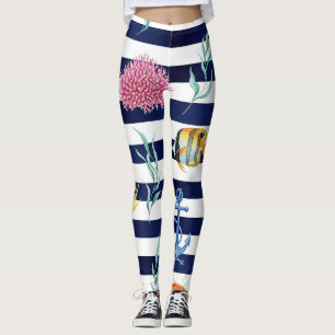 Legging Padrão Retro Náutico de Aquarela (8)