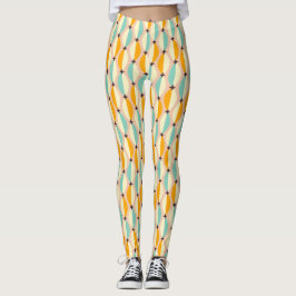 Legging Padrão retrô simétrico com verde-azulado interliga