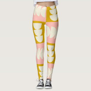 Legging Padrão Retroativo Moderno do Século Médio Geométri