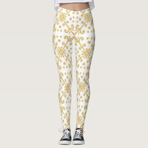 Legging Padrão retrorreflector Dourado e branco