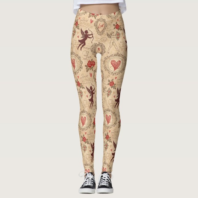 Legging Padrão Romântico da Cupido Vintage (3) (Frente)