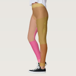 Legging Padrão Rosa bege Dourado abstrato
