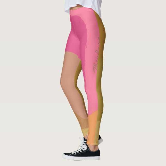 Legging Padrão Rosa bege Dourado abstrato (Esquerda)