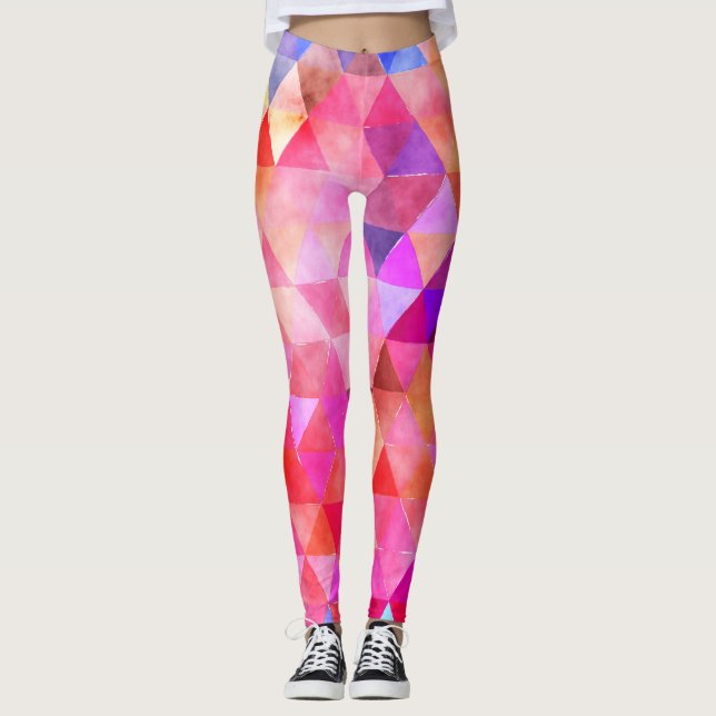 Legging Padrão rosa brilhante multicolorido (Frente)