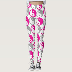 Legging Padrão rosa e cinza yang