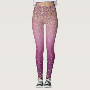 Legging Padrão Rosa Ombre Brilhante