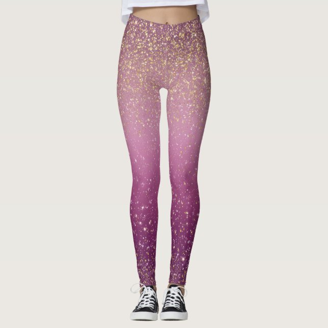 Legging Padrão Rosa Ombre Brilhante (Frente)
