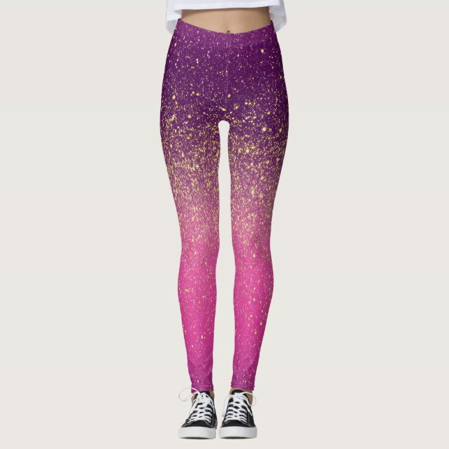 Legging Padrão Rosa Ombre Brilhante (Frente)
