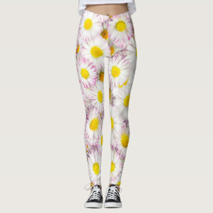 Legging Padrão Rosa Púrpura da Flor da Margarina