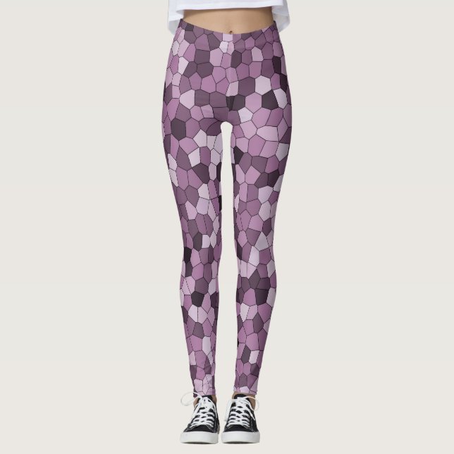 Legging Padrão Rosa Púrpura Magenta (Frente)