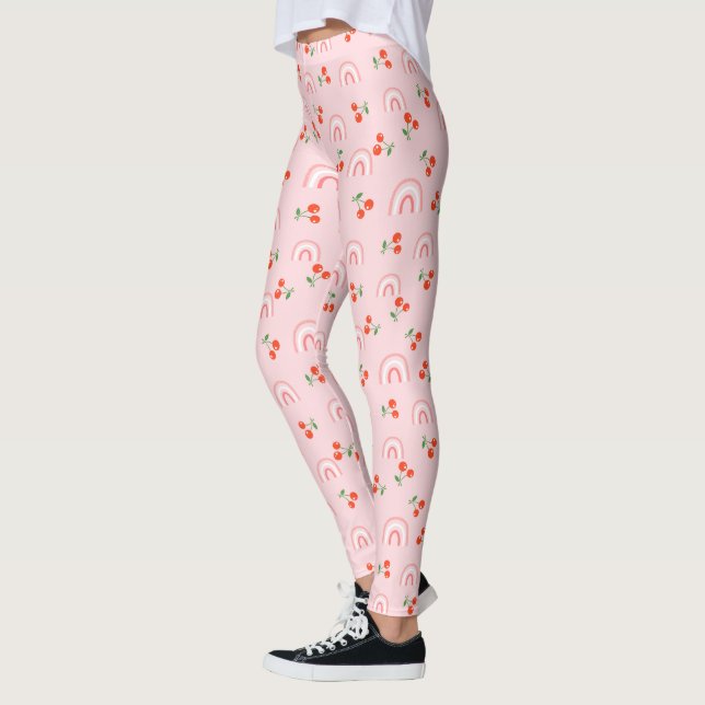 Legging Padrão Rosa Rainbow Cherry (Esquerda)