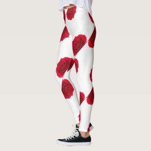 Legging padrão rosa vermelha