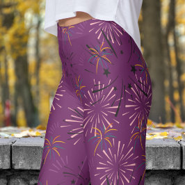 Legging Padrão Roxo de Starburst Vibrante