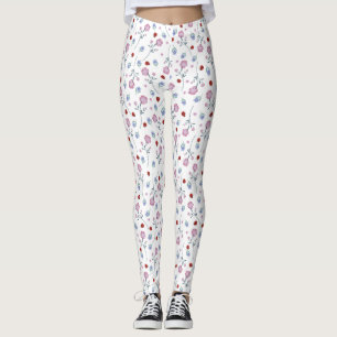 Legging Padrão Russo da Flor da Bolinhas de Ladybug