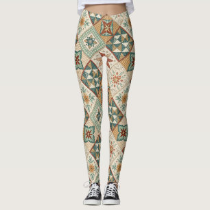 Legging Padrão Rustic Diamond Patchwork - Geométrico