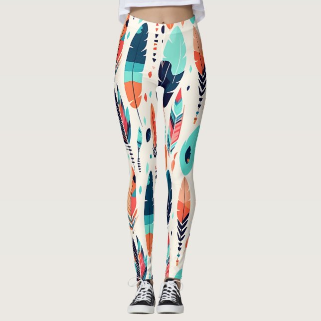 Legging Padrão Rustic Ikat Leaf (Frente)