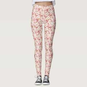 Legging Padrão Sakura rosa e branco