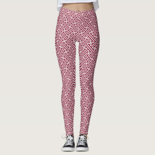 Legging Padrão Sayagata, Japonês, Borgonha e Branco