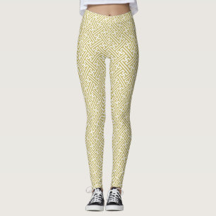 Legging Padrão Sayagata, japonês, Dourado e branco