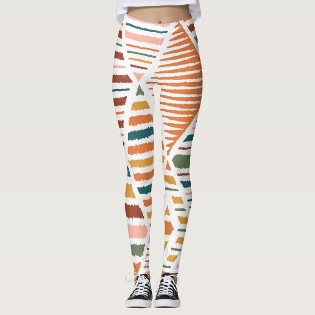 Legging Padrão Seamless Argyle Tribal Étnico (Frente)