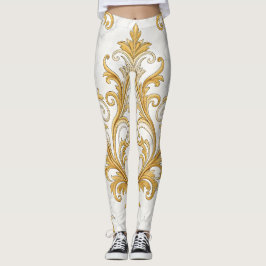 Legging Padrão Seamless de Mármore Real – Barroco Dourado