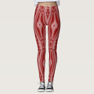 Legging Padrão sem costura branco vermelho "Ratti_Creative