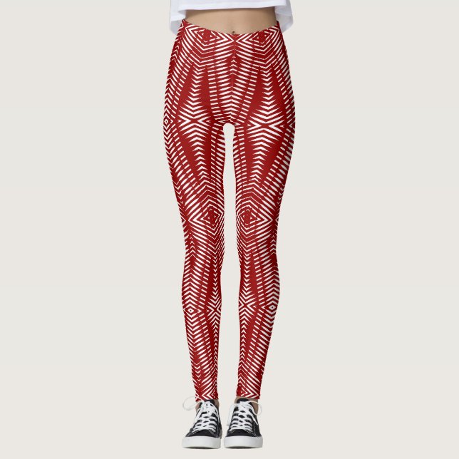 Legging Padrão sem costura branco vermelho "Ratti_Creative (Frente)