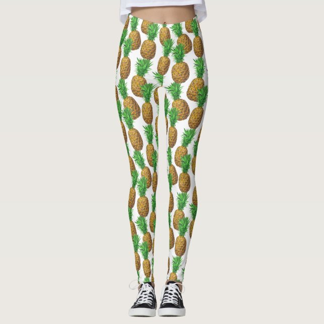 Legging Padrão sem costura com ananás (Frente)