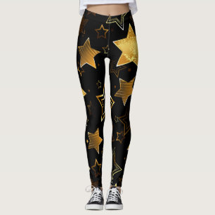 Legging Padrão sem costura com estrelas de Ouro