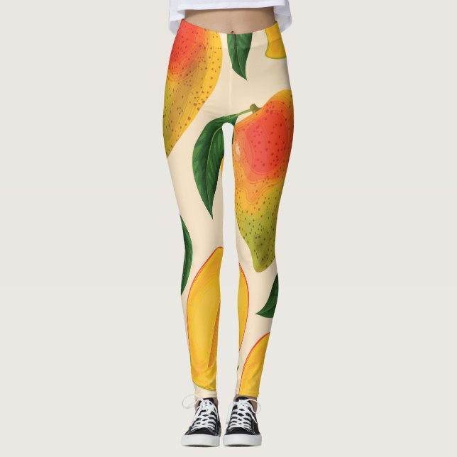 Legging Padrão sem costura da Fruta de Mango (Frente)