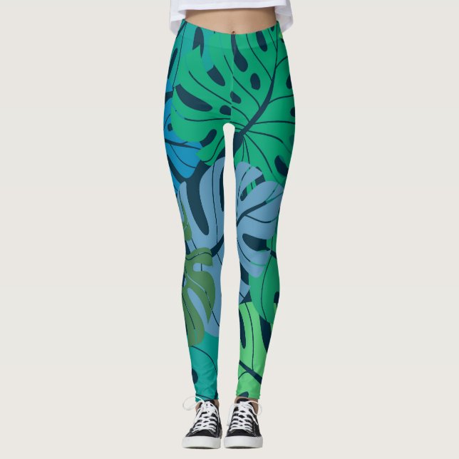 Legging Padrão sem costura da selva tropical (Frente)