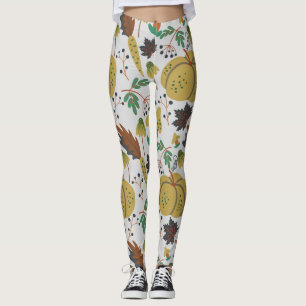 Legging Padrão sem costura de abóboras e cenouras tropicai