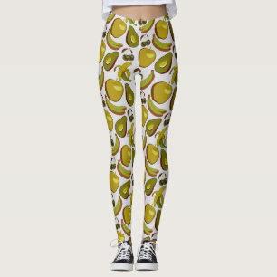 Legging Padrão sem costura de fruta tropical amarelo e bra