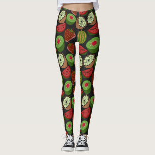 Legging Padrão sem costura de fruta tropical colorido