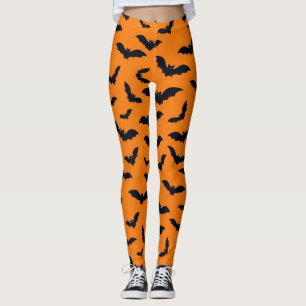 Legging Padrão Sem Costura de Morcegos Pretos de Halloween