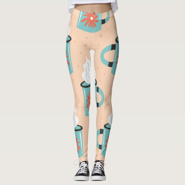 Legging Padrão sem costura de taça azul claro. (Frente)