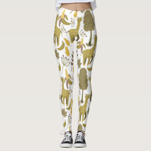 Legging Padrão sem costura Fundo amarelo girafa