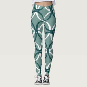 Legging Padrão sem costura verde Linhas onduladas