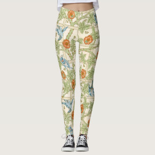 Legging Padrão sem emenda Treliça Pássaro Rosa de William 