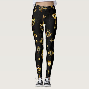 Legging Padrão sem falhas com chaves de Ouro