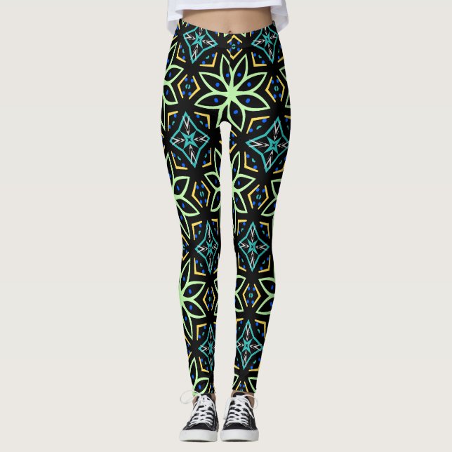 Legging Padrão Simétrico Floral Invisível (Frente)