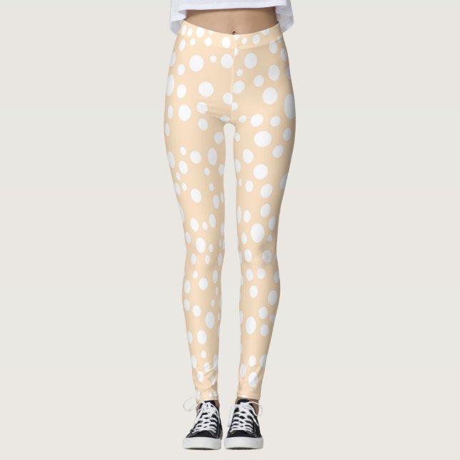Legging Padrão simples branco pontilhado sobre fundo de pê (Frente)